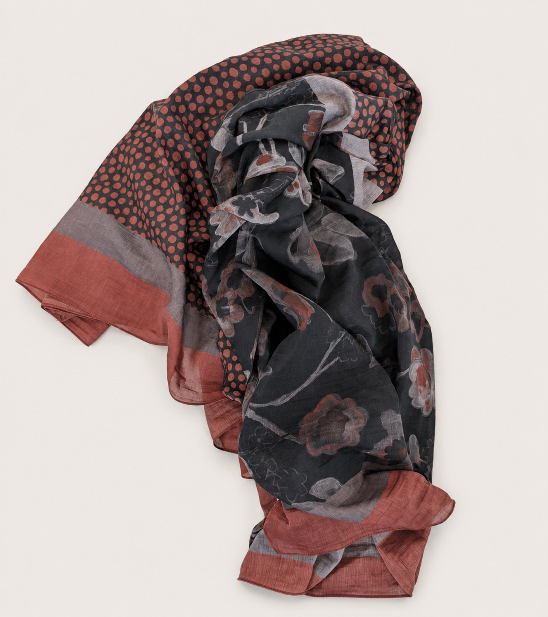 Grey chalkboard-print cotton and silk scarf