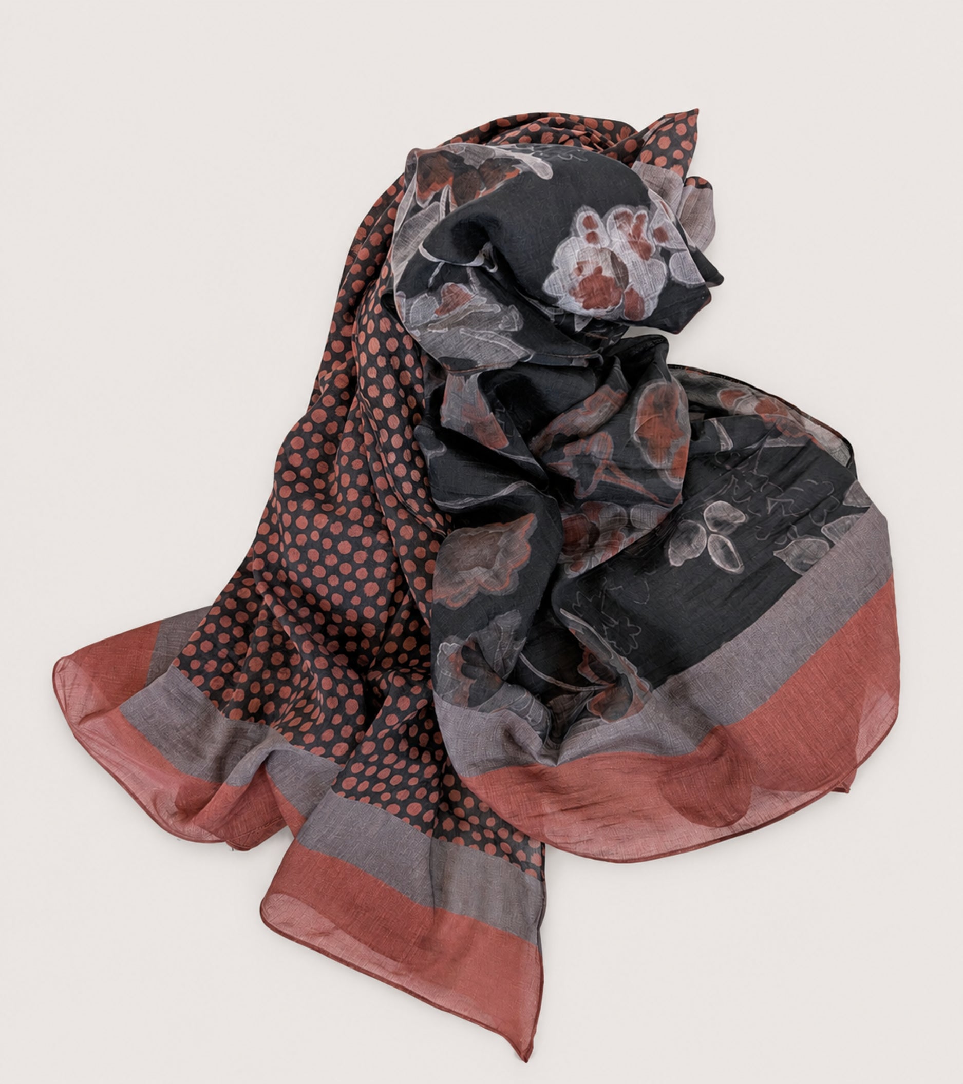 Grey chalkboard-print cotton and silk scarf