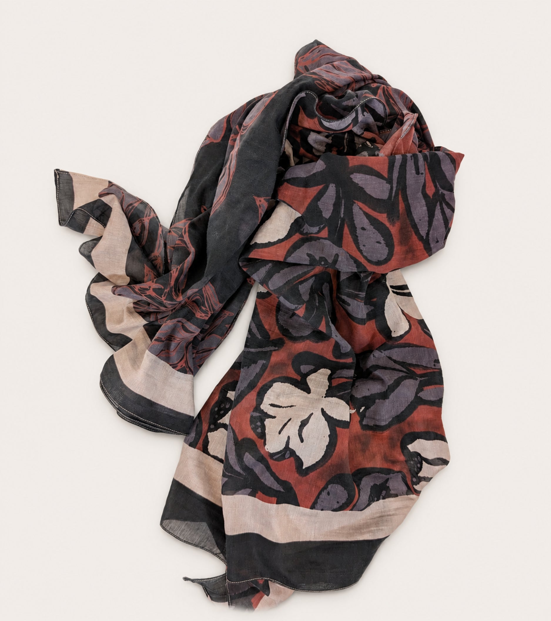 Silk-blend scarf with a grey Amareno belt