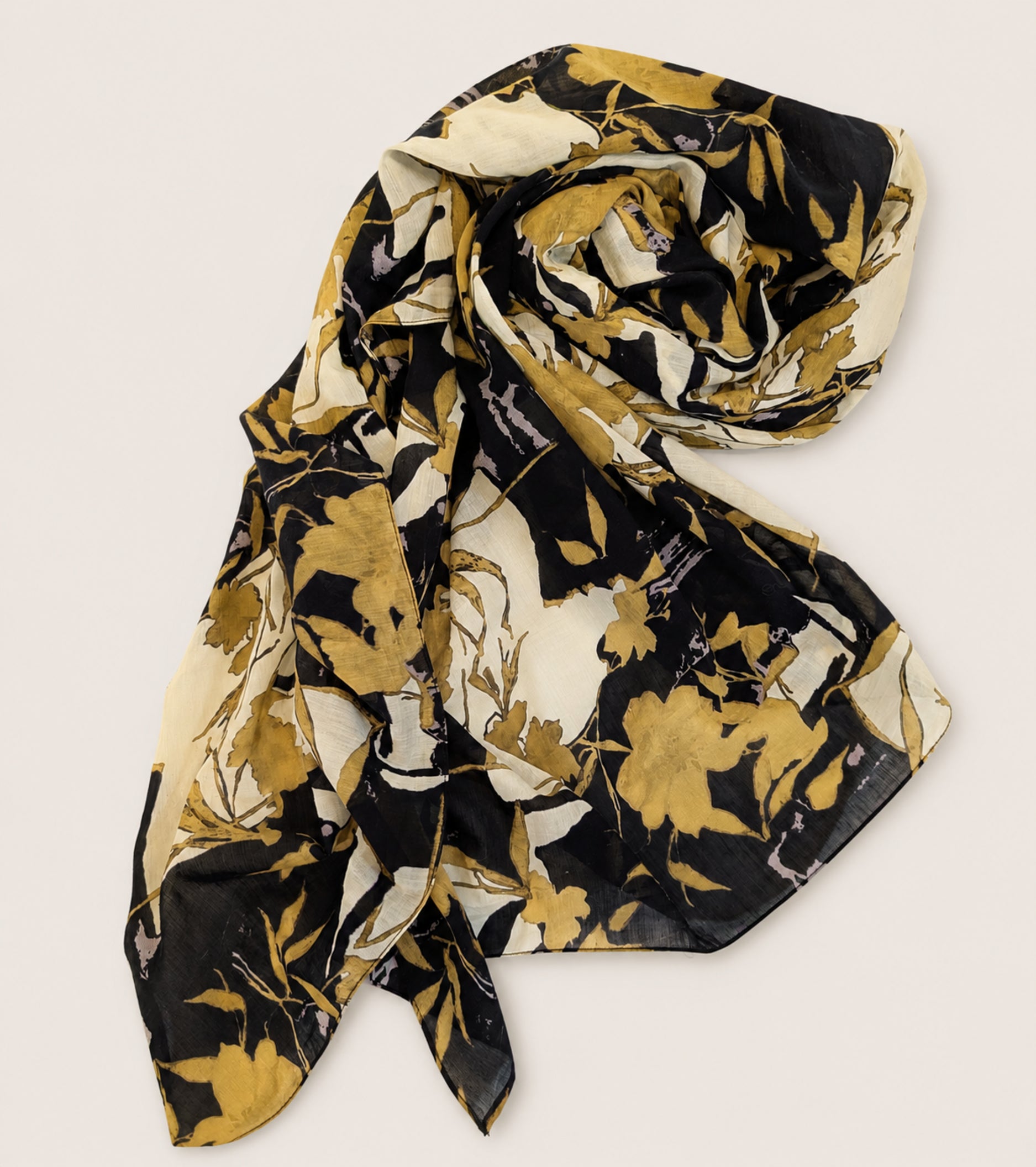 Silk-blend scarf with a sand-coloured belt