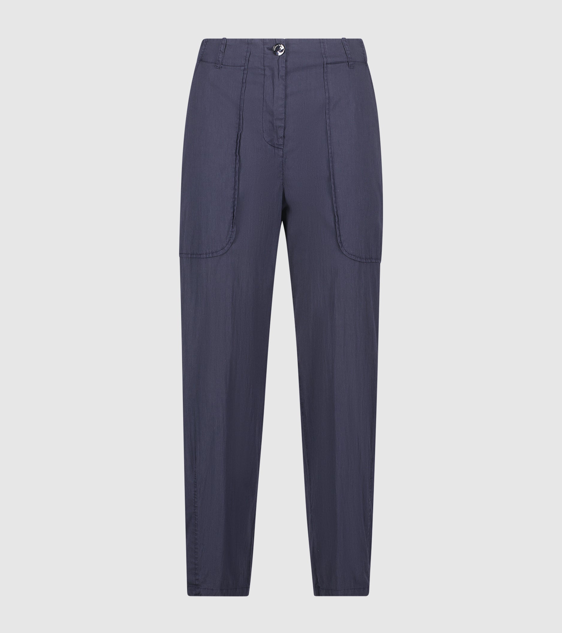 Pantaloni cropped in cotone stretch blu
