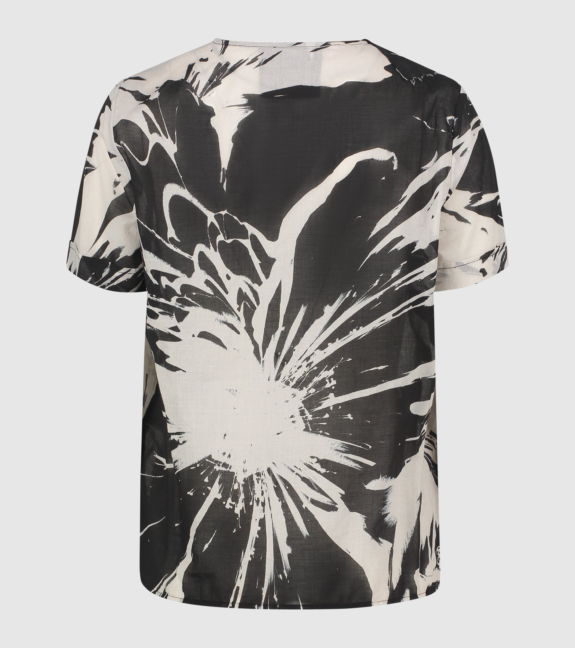 Blusa con stampa e rouches fiore
