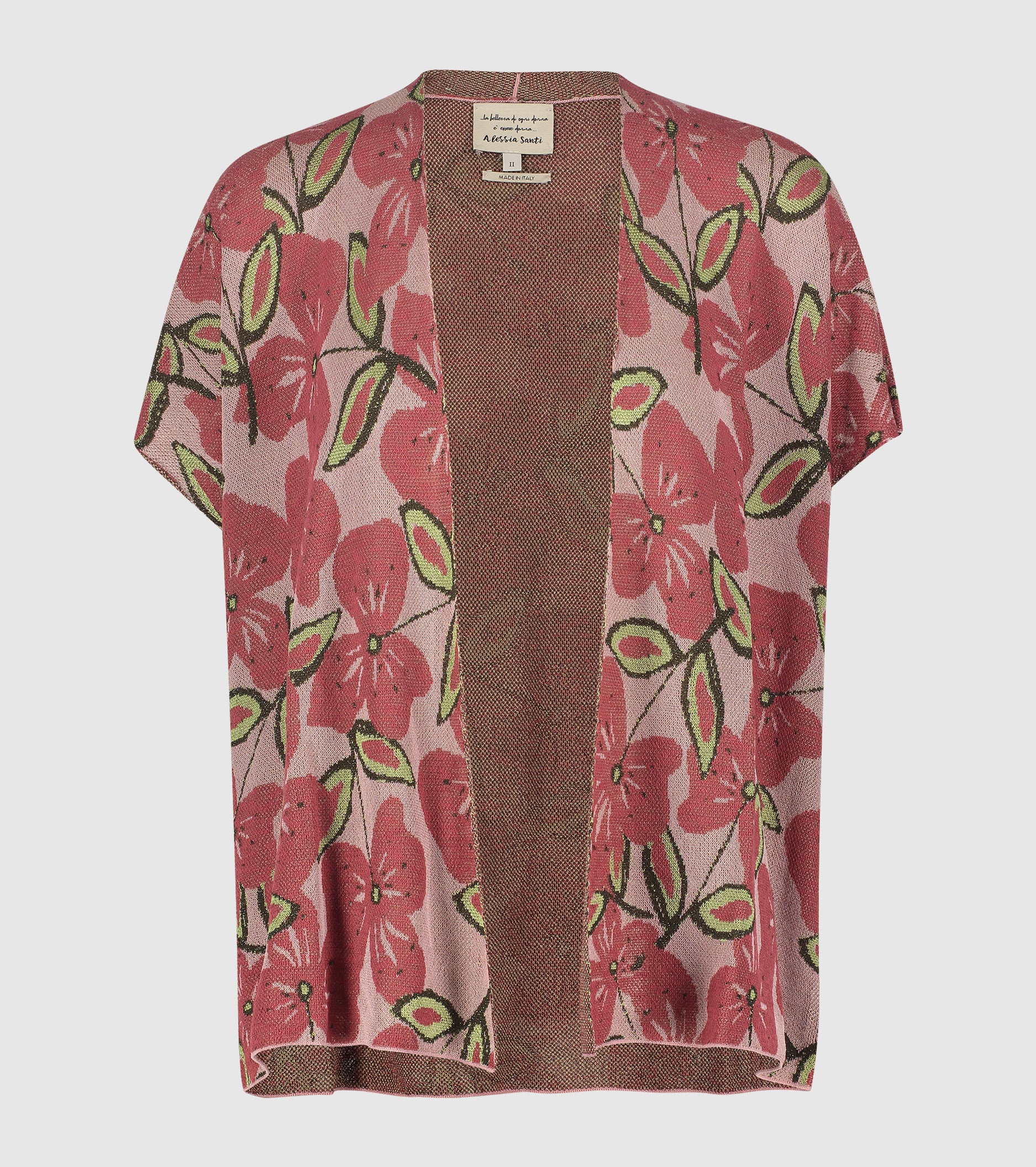 Jacquard cardigan with short sleeves ombré