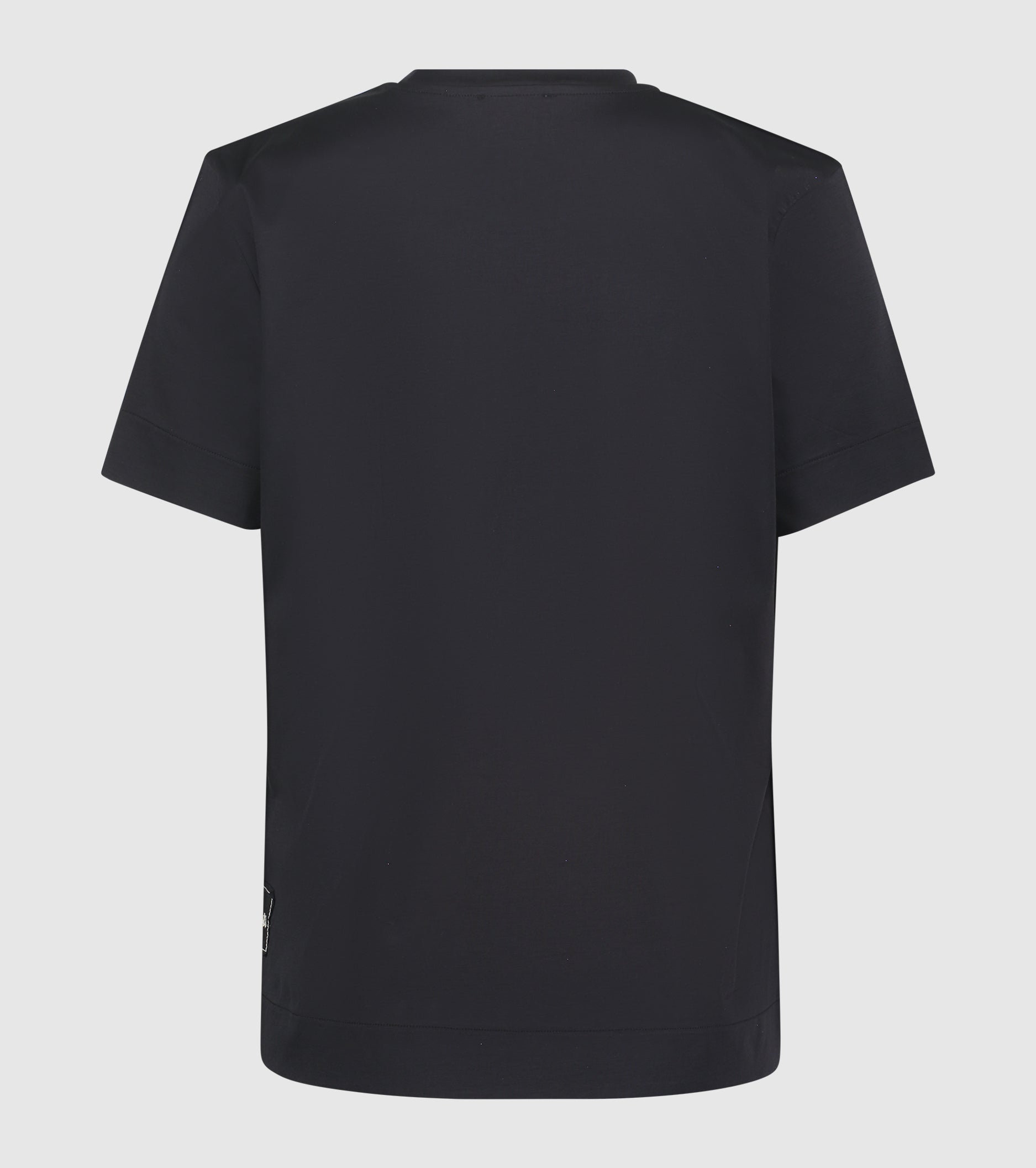 Crew-neck T-shirt with black logo patch