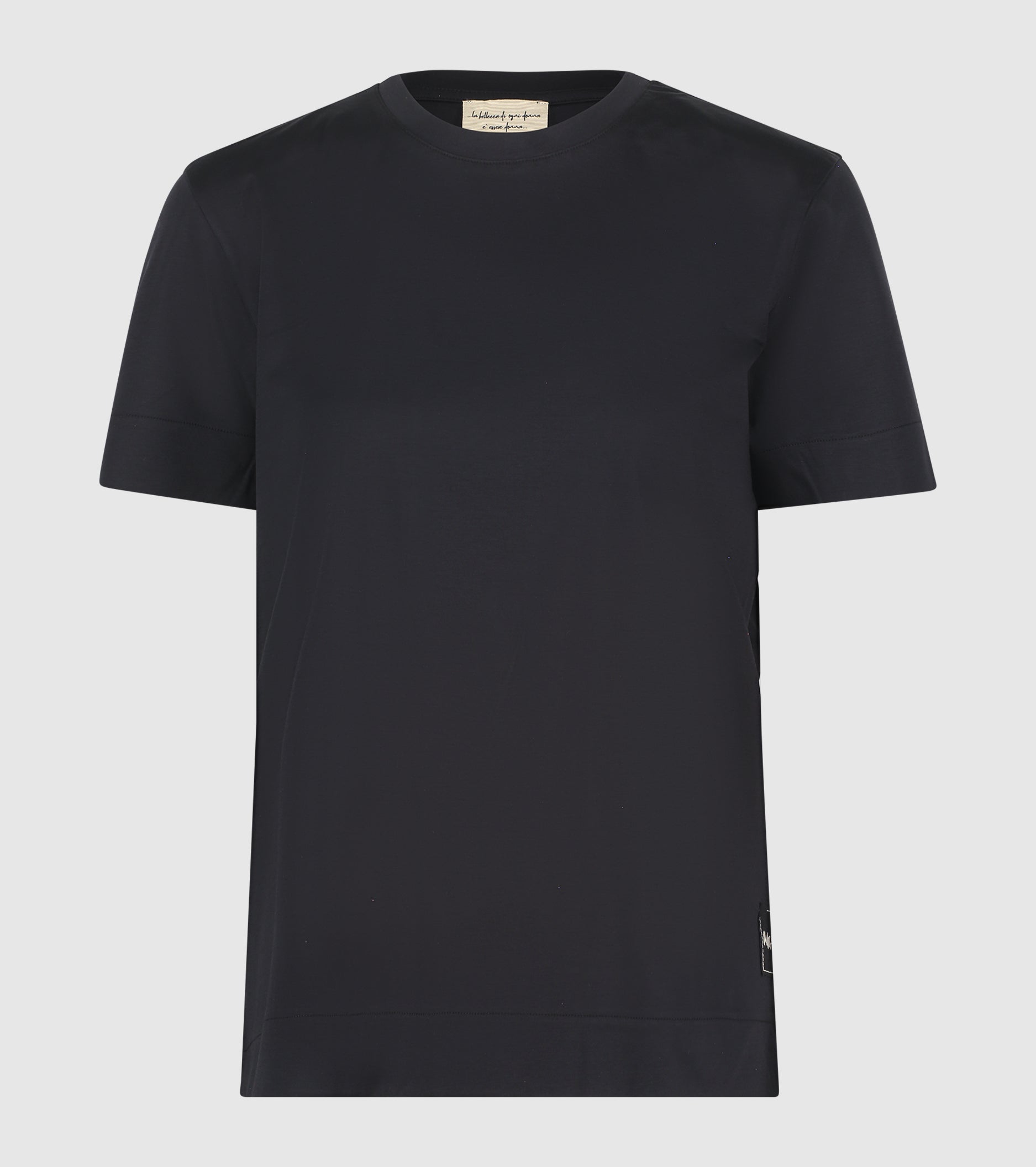 T-shirt girocollo con patch logata nero